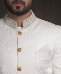 The 'X' Nawab | Off White Raw Silk Prince Jacket