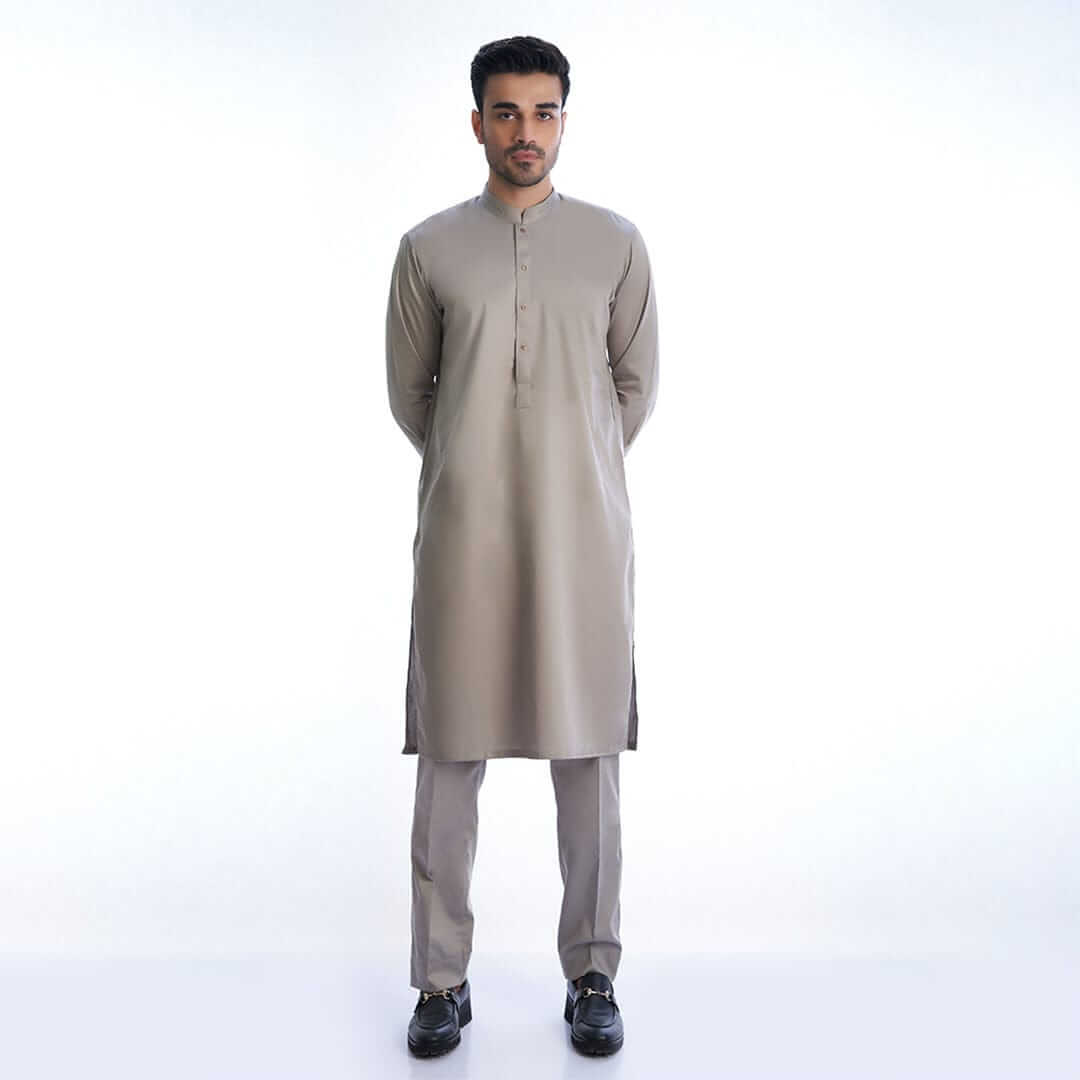 Silver Grey Men  Cotton-fitted Kura taouser 