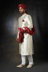 Silver Handwoven Brocade Silk Sherwani