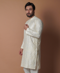 Kurta / Pants - Cream chikenkaari