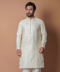 Kurta / Pants - Cream chikenkaari