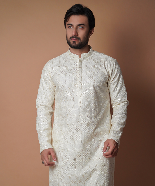 Kurta / Pants - Ivory resham