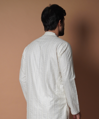 Kurta / Pants - All offwhite embroidered kurta set