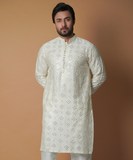 Dynamic 9mm - Cream & Ivory embroidered kurta set