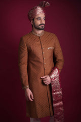 B&B - Bronze and Brown All Embroidered Sherwani set