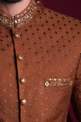 B&B - Bronze and Brown All Embroidered Sherwani set