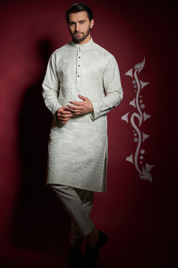 Apple white soft chickenkaari Kurta formen