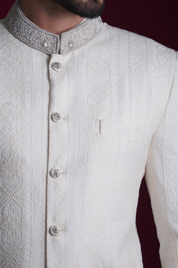 Pearl White 'Cross Stitch' - Prince Coat set