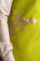 Green Embroidered Waistcoat & Kurta Pyjama Pants set