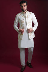 Ghalib Off-White & Gold Embroidered Waistcoat set