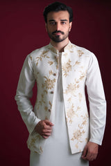 Ghalib Off-White & Gold Embroidered Waistcoat set