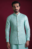 Powder Blue Embroidered Waistcoat set