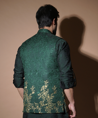 Rim Jhim - Emerald Green all embroidered waistcoat set