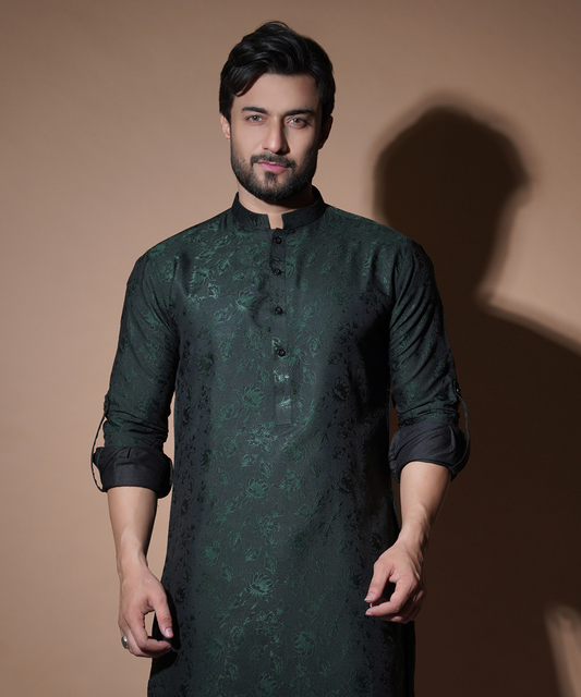 Jugnoo - Emerald Green floral kurta set