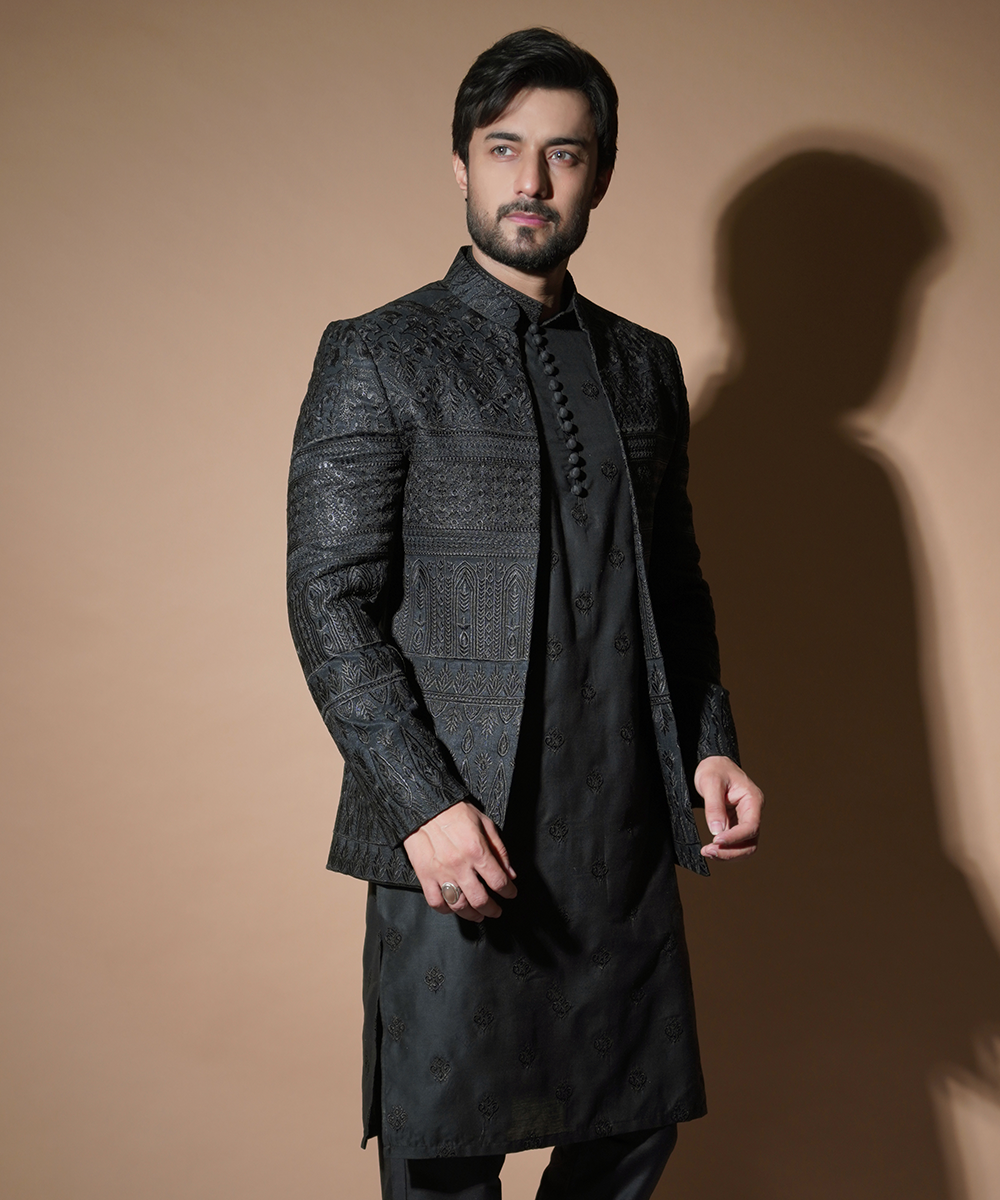 Black Rawsilk Princecoat set