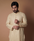Beige symmetrical Embroidered Kurta & Pyjama Set