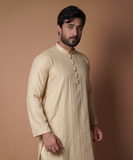 Beige symmetrical Embroidered Kurta & Pyjama Set