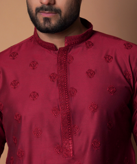 Kurta / Pants - Maroon Motif