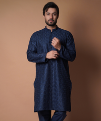 Kurta / Pants - Navy Blue Floral