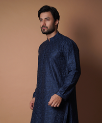 Kurta / Pants - Navy Blue Floral