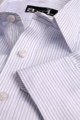 White Hairline Stripes Formal Shirt