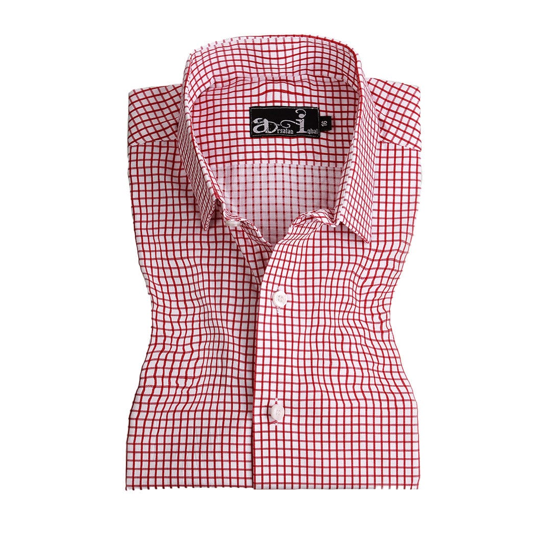 White Red Graph Check Formal Shirt