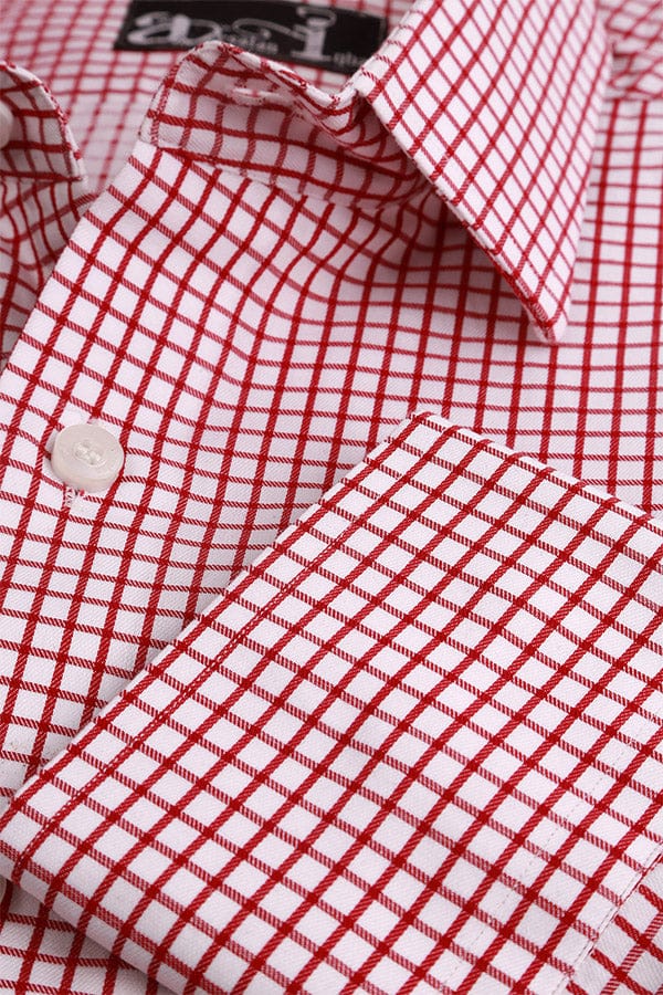 White Red Graph Check Formal Shirt