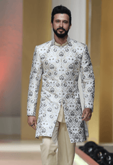 White Short Sherwani for Men