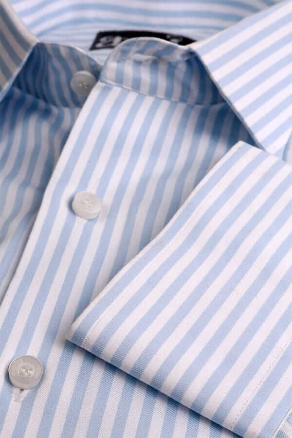 White and Blue Vertical Stripes Formal Shirt 15.5 White and Blue Vertical Stripes Formal Shirt 15.5