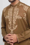 Brown Thread Embroidered Shalwar Kameez – Elegant Traditional Attire