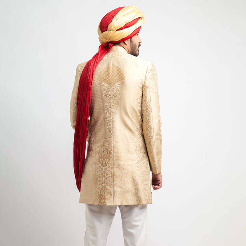 champagne-gold-short-sherwani-for-Men