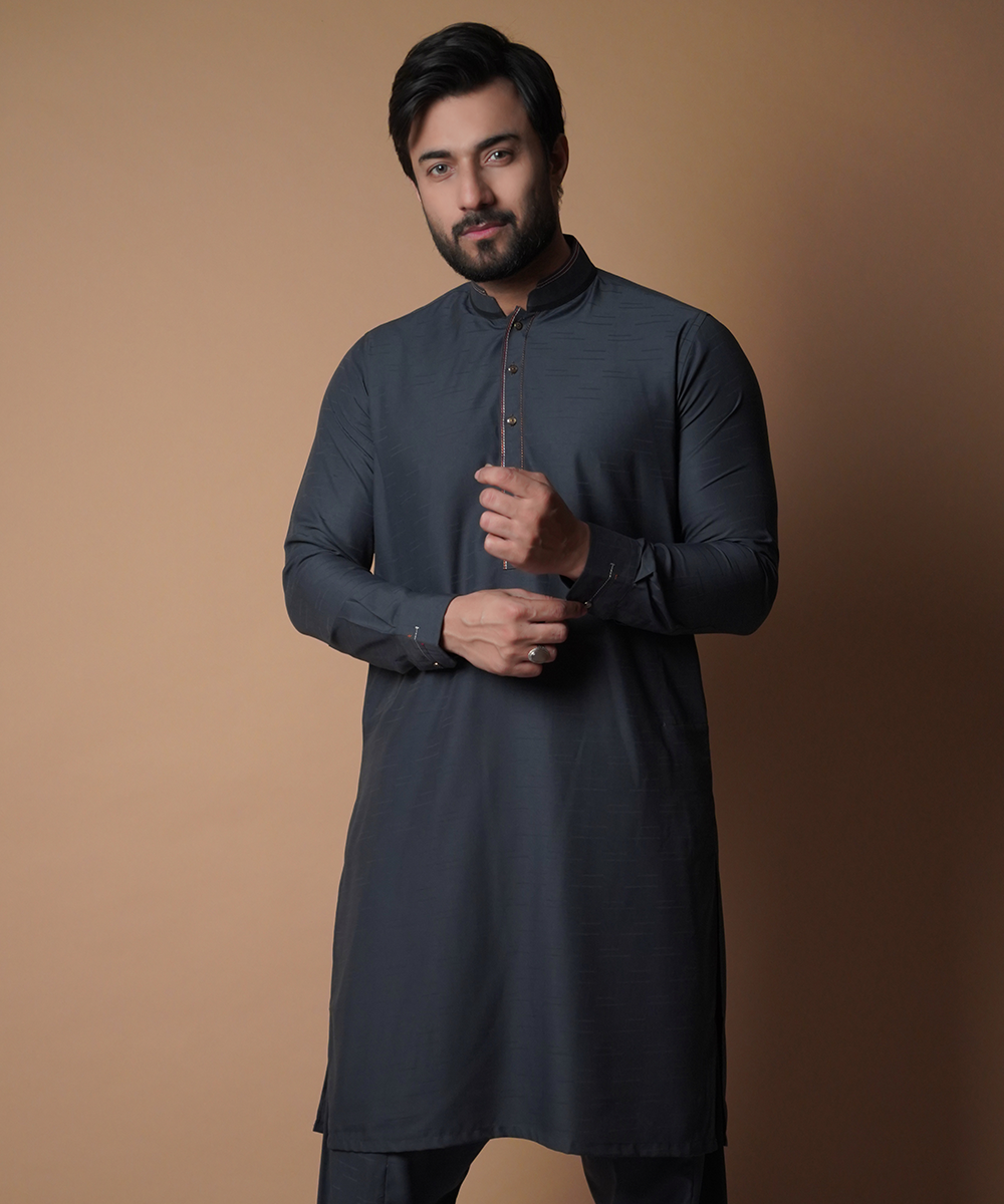 Charcoal Shalwar Kameez - Elegant Traditional Men's Outfit