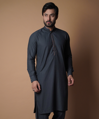 Charcoal Shalwar Kameez - Elegant Traditional Men's Outfit