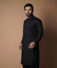 Classic Jet Black Shalwar Kameez - Traditional Men's Outfit