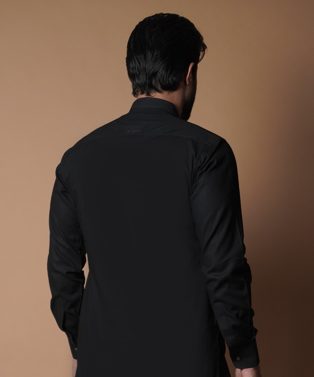 Classic Jet Black Shalwar Kameez - Traditional Men's Outfit