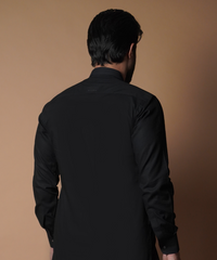 Classic Jet Black Shalwar Kameez - Traditional Men's Outfit