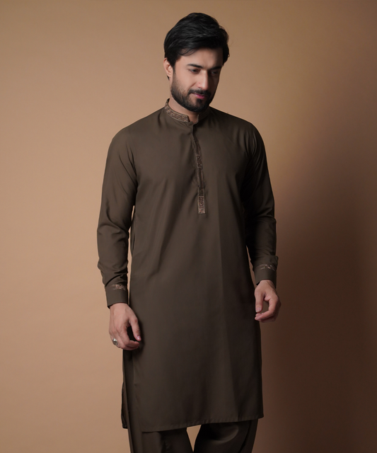 Dark Brown Shalwar Kameez - Traditional Men's Outfit