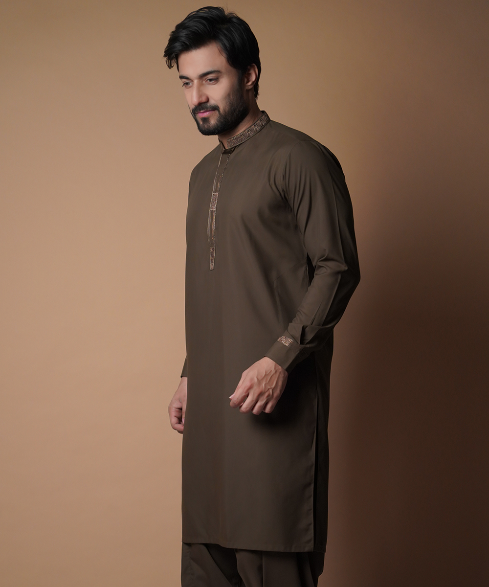 Dark Brown Shalwar Kameez - Traditional Men's Outfit