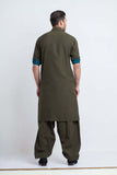 Dark Green Mixed Cotton Shalwar Kameez – Classic and Comfortable Traditional Wear
