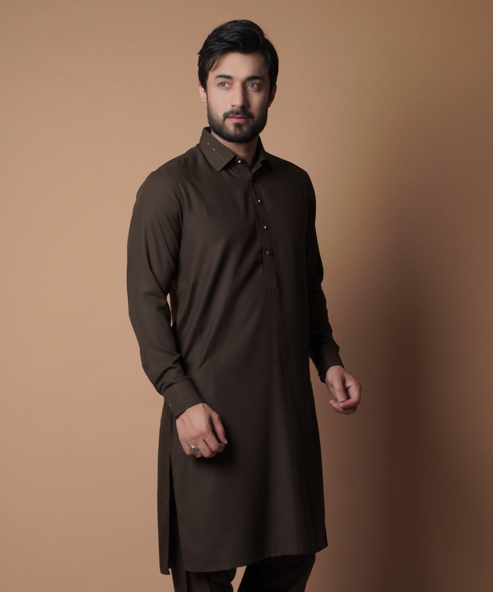 Deep Brown Shalwar Kameez - Traditional Men's Outfit