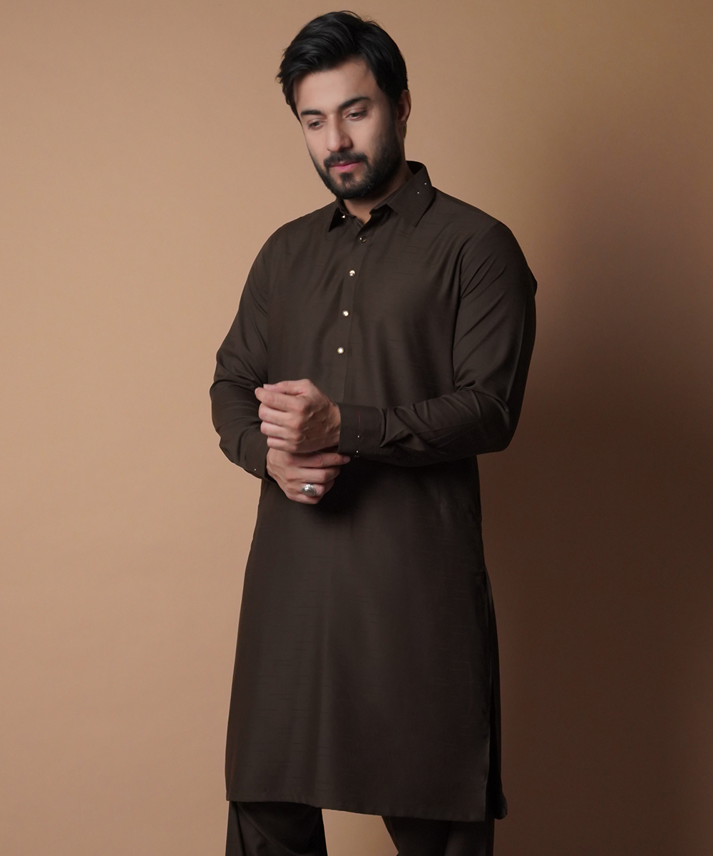 Deep Brown Shalwar Kameez - Traditional Men's Outfit