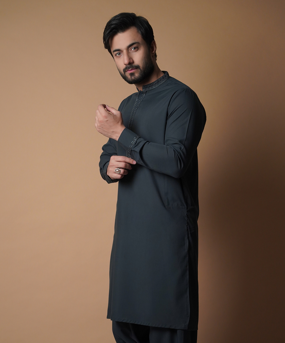 Deep Green Shalwar Kameez - Old School Traditional Men's Outfit