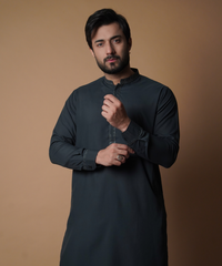 Deep Green Shalwar Kameez - Old School Traditional Men's Outfit