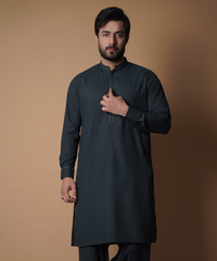 Deep Green Shalwar Kameez - Old School Traditional Men's Outfit