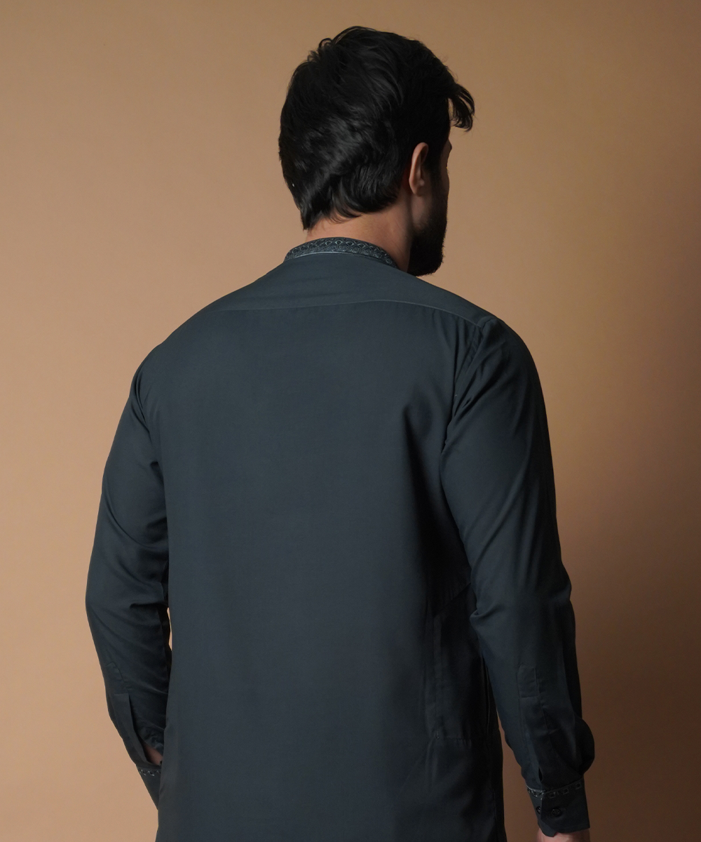 Deep Green Shalwar Kameez - Old School Traditional Men's Outfit