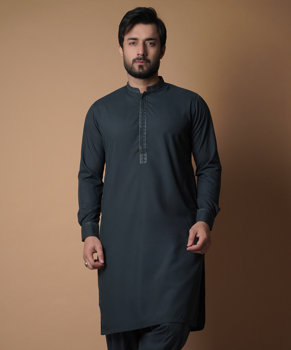 Deep Green Shalwar Kameez - Old School Traditional Men's Outfit