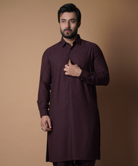 Deep Maroon Shalwar Kameez - Traditional Men's Outfit