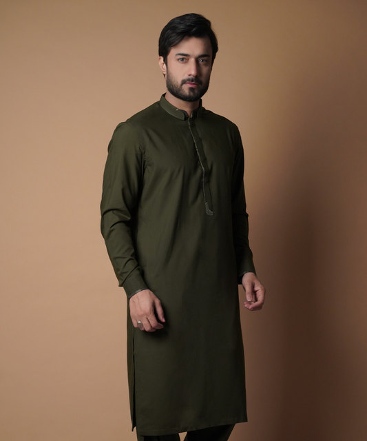 Forest Green Shalwar Kameez - Classic Traditional Men's Outfit