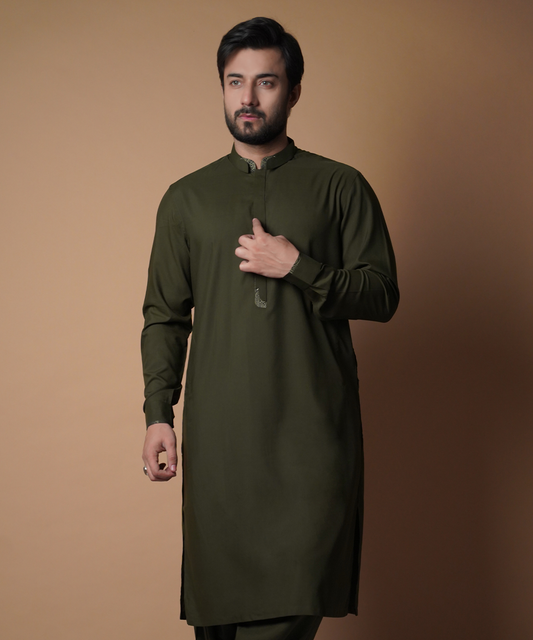 Forest Green Shalwar Kameez - Classic Traditional Men's Outfit