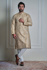 Elegant gold embroidered kurta for men – formal ethnic wear